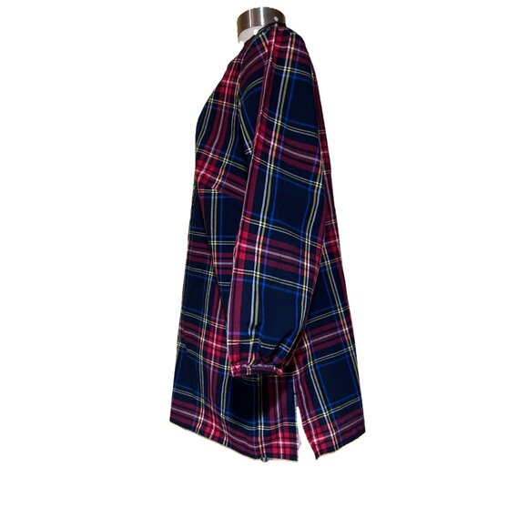 Talbots Split Neck Tunic Holiday Velvet Trim in Cabin Plaid Shirt - Women's 1X - Picture 8 of 11
